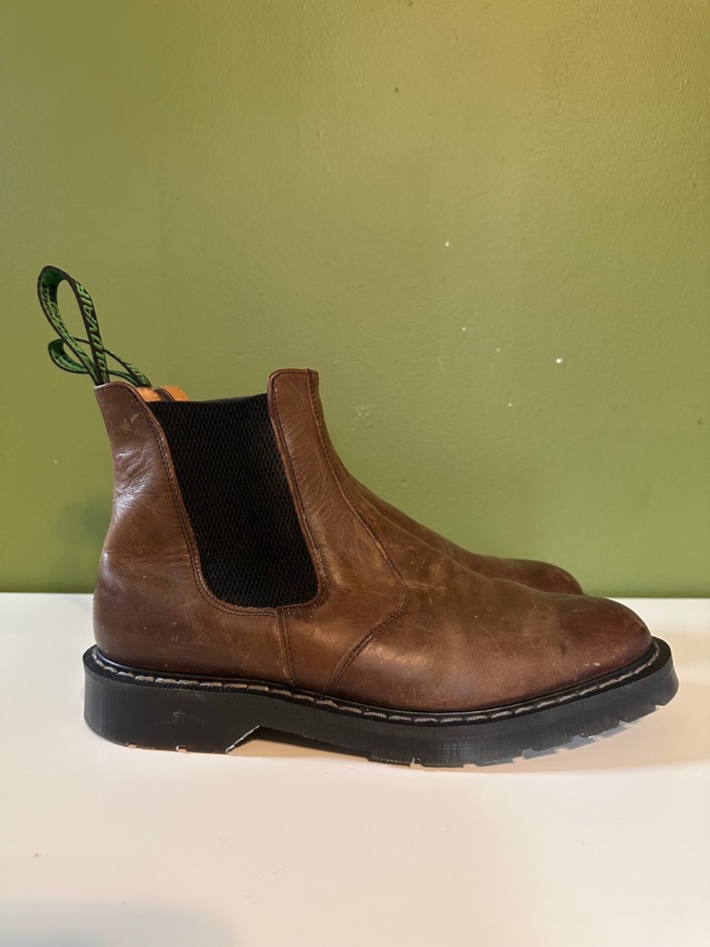 Solovair Brown Chelsea Pull On Gaucho Dealer Boot Grain Leather size 9.5